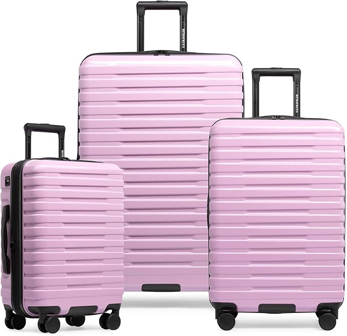 U.S. Traveler Boren Expandable Hardside Rugged Travel Luggage with 8 Spinner Wheels, Lavender, 3-Piece Set