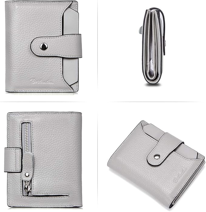 BOSTANTEN Women Leather Wallet RFID Blocking Small Bifold Zipper Pocket Wallet Card Case Purse with ID Window