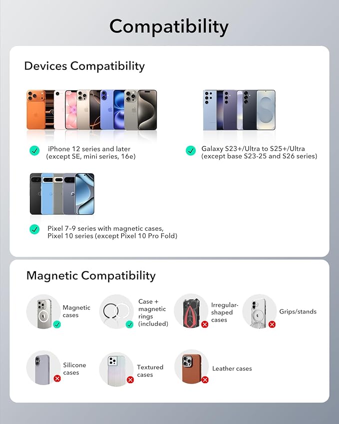 ESR for MagSafe Wallet with Stand, RFID Blocking, MagSafe Ring Included, 5 Cards Holder for Phone Case, Slim Magnetic Wallet for iPhone 17e/17/16/15/14/13/12 (Not for mini), Selected Samsung, Brown