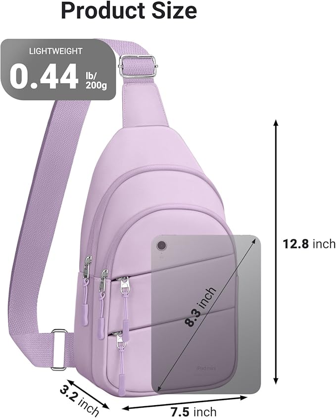 Tuwubi Crossbody Bags for Women, Sling Bag for Men, Small Hiking Backpack Anti Theft Lightweight for Outdoors Travel (M, Violet)