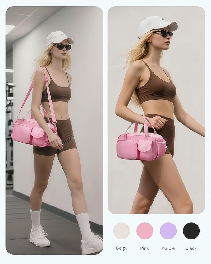 Ceneda 12 inch Mini Gym Bag for Women, Small Duffle Bag with Wet Pocket, Lightweight Multi-Pocket Travel Tote for Yoga, Sports, Workout, Daily Use - Water-Resistant