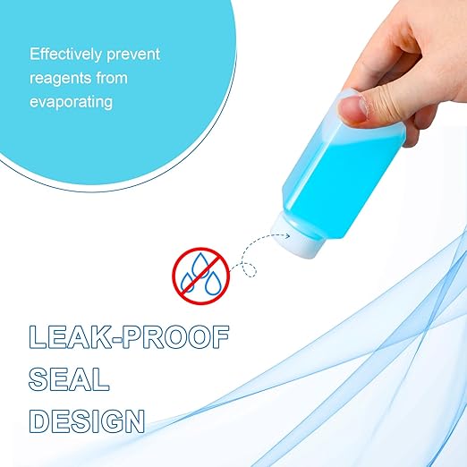 3.4oz Leak Proof Plastic Bottles with Caps, Laboratory Reagent Bottle, Reusable Small Pill Storage Containers for Travel, Classrooms, Home (6 pack translucent)