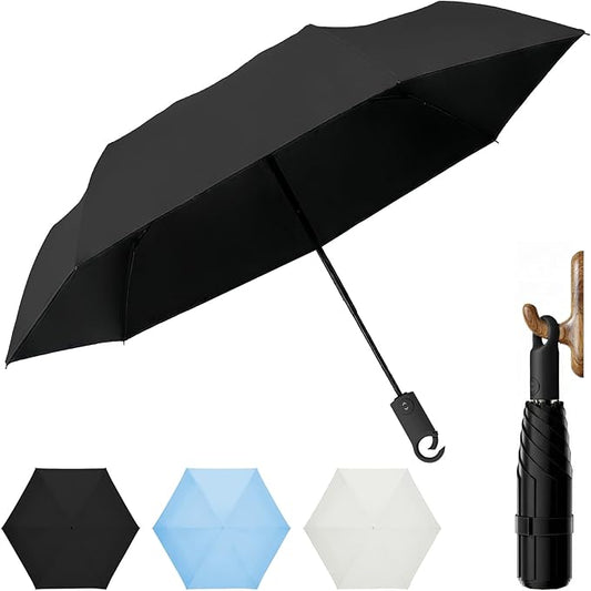 Windproof Compact Travel Umbrella,Large Strong but Light Portable and Automatic Folding Rain Umbrella, small inverted for travel size