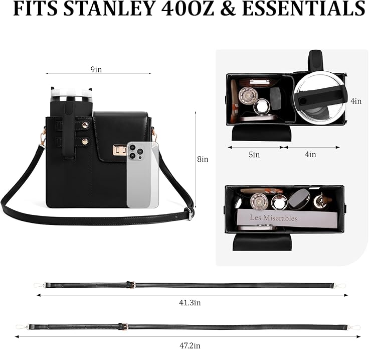 Stanley Purse Cup Holder Bag- Outdoor Portable Crossbody Bag for Stanley Cup Tumbler Purse
