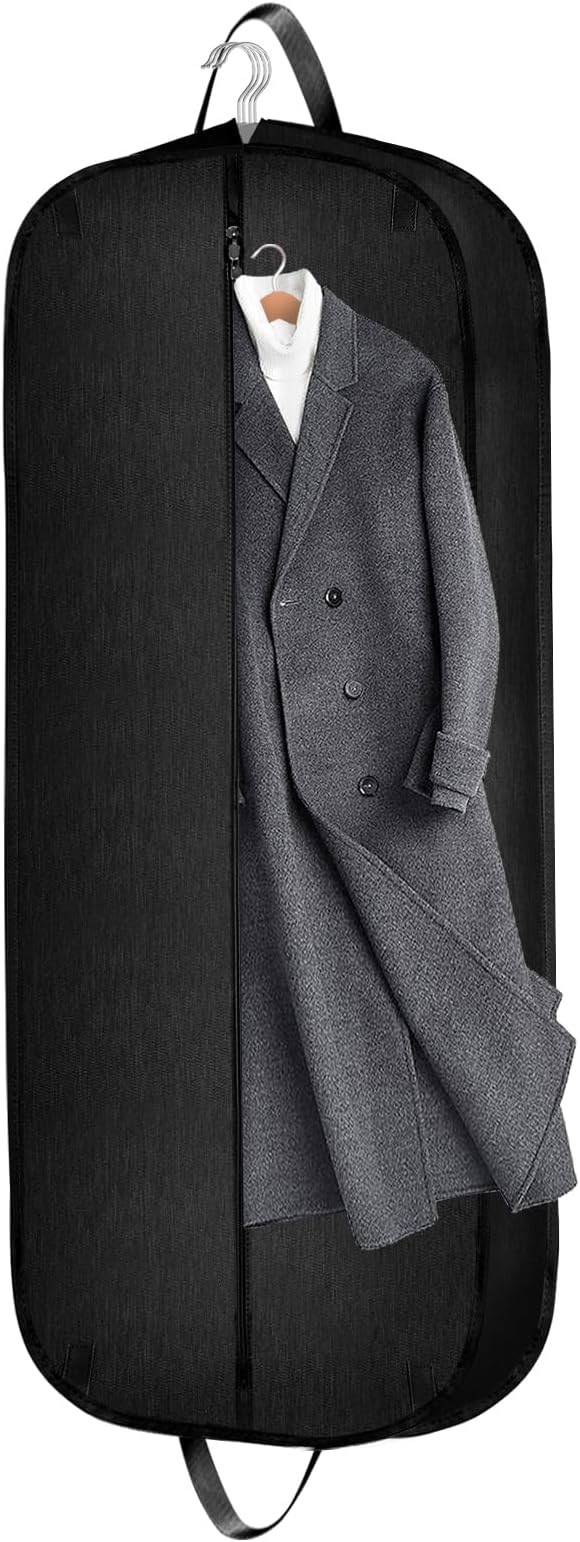 Limoomil 60 Inch Heavy Duty Tear Resistance Wedding Dress Bag for Wedding Travel, Waterproof Dress Cover for Closet Wardrobe. Garment Bag for Gowns, Tuxedos, Dress, Long Coats. Darkgrey, 60 Inch.