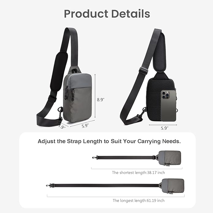 higouta Mini Sling Bag for Men Women, RFID Blocking Crossbody Backpack Casual Utility Chest Phone Bag for Travel Workout