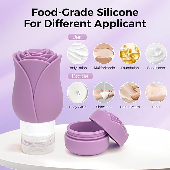 Silicone Travel Bottles - 3 OZ Travel Bottles Leakproof for Travel TSA Approved & Refillable Mini Cream Containers Set 8 Pack, 4 colors