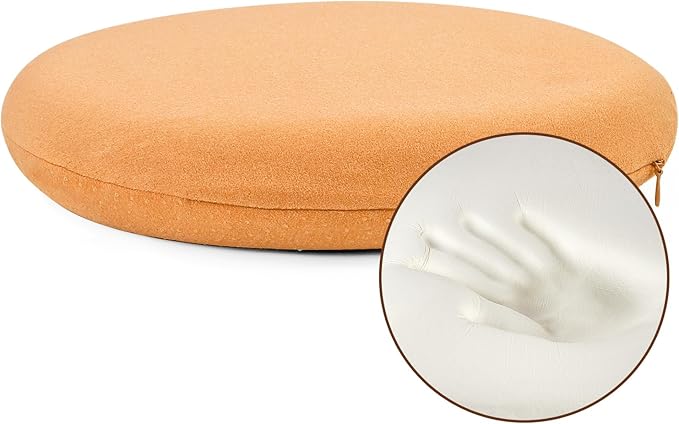 BUYUE Memory Foam Seat Cushion, Dia 16.5" Soft Velvet Round Stool Cushion Anti-Slip Chair Pads, L, Orange