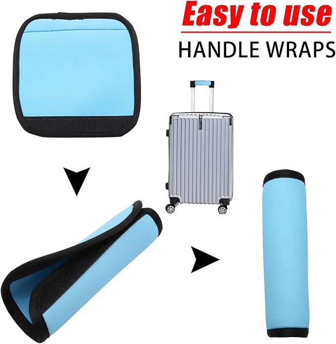 2pcs Luggage Handle Wraps For Suitcase - Soft Suitcase Handle Covers for Travel Accessories（ Blue, Bright Color for Suitcase Tags Identifiers ）