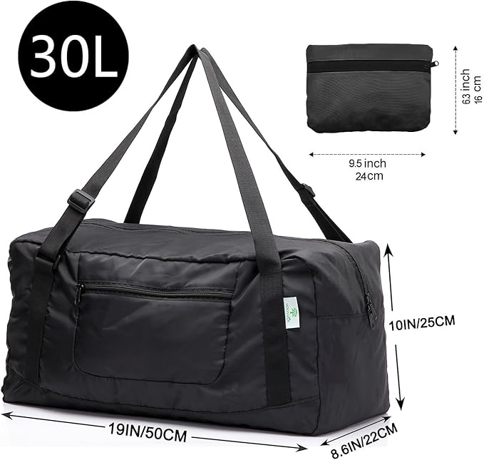 HOLYLUCK Foldable Travel Duffel Bag For Women & Men Luggage Great for Gym (black) One_Size