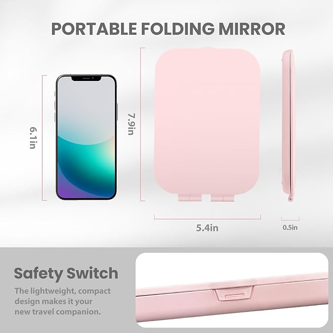 Koolstuffs Travel Mirror with Light, Rechargeable Portable Makeup Mirror with Battery-Powered, 3 Colors LED Lighting, Dimmable Touch Screen Vanity Lighted Mirror