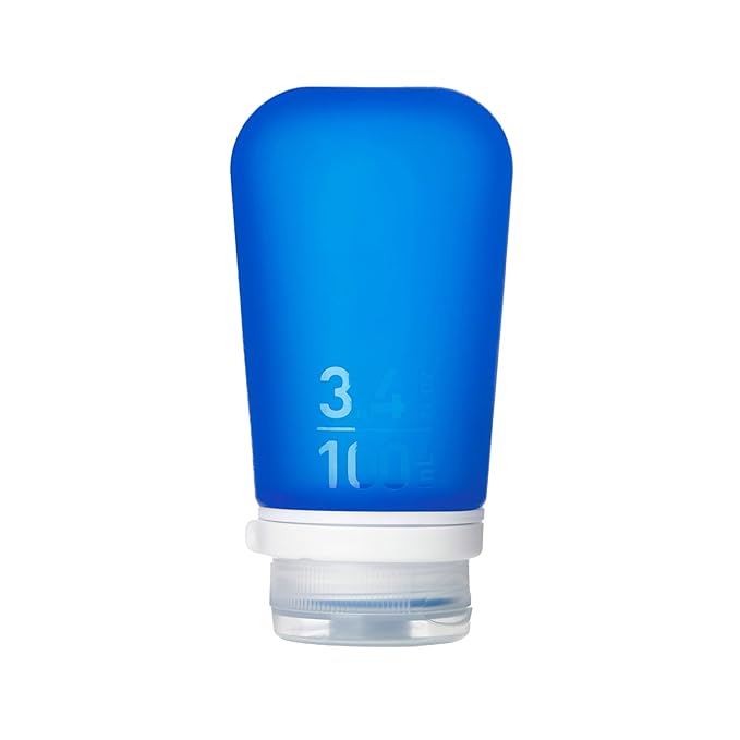 humangear GoToob+ (Large) | Refillable Silicone Travel Bottle | Locking Lid | Food-Safe Material | Dark Blue, Large (3.4 fl.oz.; 100ml)
