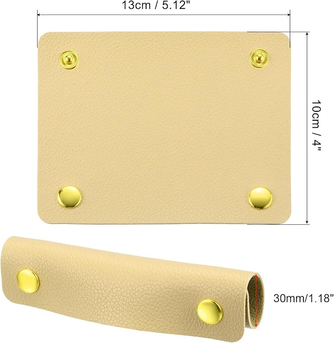 PATIKIL Luggage Handle Wrap, 2 Pack PU Handbag Grip Cover Protector Identifier with Clasp for Suitcase Grocery Shopping Bag, Apricot