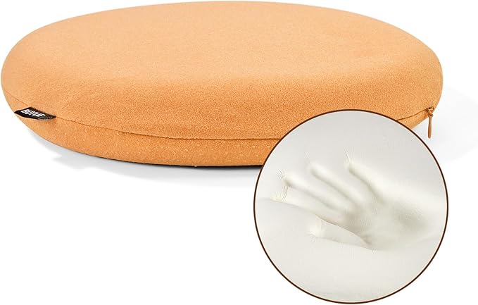 BUYUE Memory Foam Seat Cushion, Dia 15" Soft Velvet Round Stool Cushion Anti-Slip Chair Pads, M, Orange