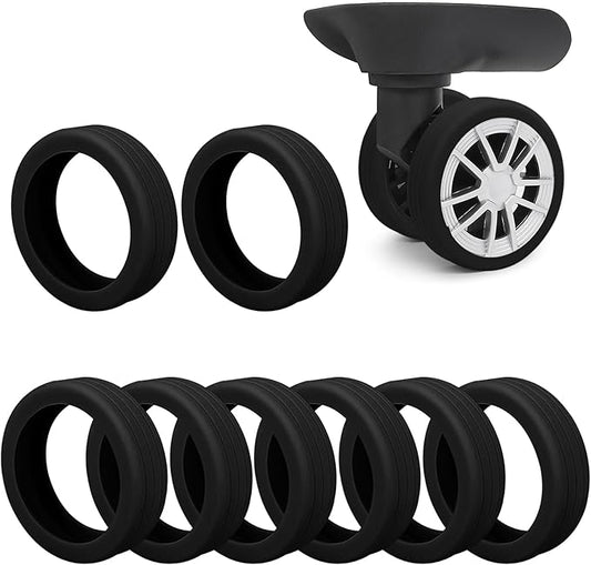 Luggage Wheel Covers Silicone Suitcase Wheel Protector Noise Reducing Travel Suitcase Wheel Cover Wear-Resistant Luggage Wheel Protectors 8 PCS (Black)