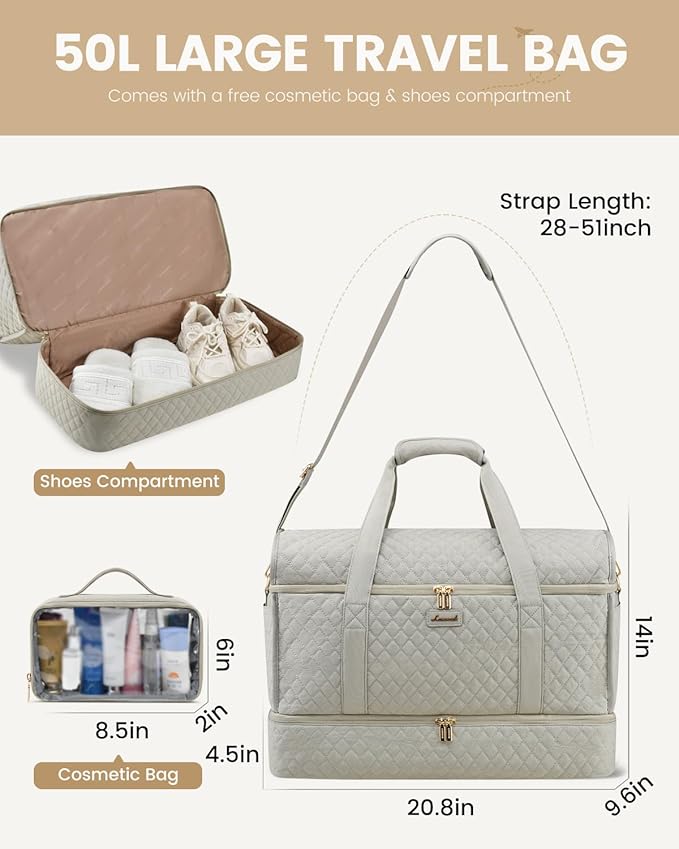 LOVEVOOK Large Travel Duffle Bag, Weekender Bags for Women With Shoe Compartment, Overnight Hospital Bag For Women Labor Delivery, Carry on Bag Personal Item Travel Bag, Yoga Gym Duffel Bag