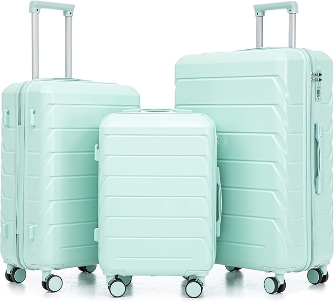 3 Pcs ABS Hardside Luggage Sets TSA Lock Spinner Wheel Suit Cases