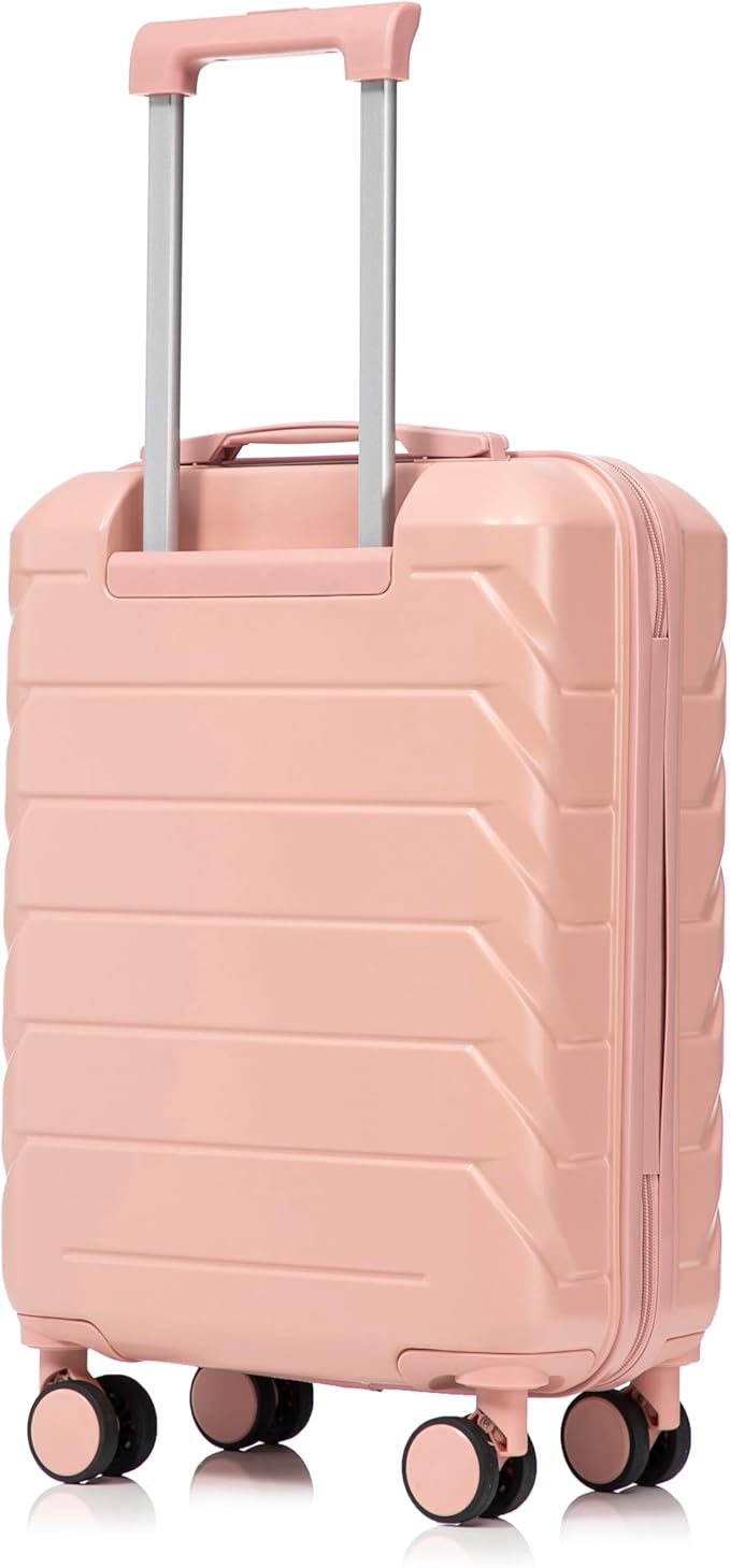 28 Inch Checked-Large Luggage, Lightweight ABS Hard Shell Suitcase with Spinner Wheels, Expandable Travel Luggage with Combination Lock & Side Hooks for Men Women (Pink, 20)