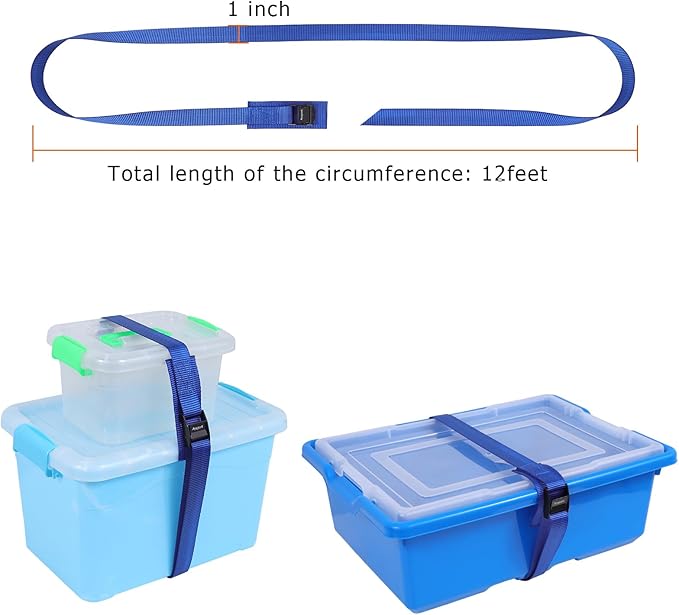 Ayaport Lashing Straps Car Roof Rack Straps Cam Buckle Tie Down Strap for Kayak, SUP, Canoe, Surfboard Packing (Blue, 1" x 12')