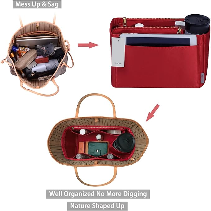 ZTUJO Purse Organizer, Felt Bag Organizer Purse Organizer Insert For Speedy, Neverfull, Graceful, Neverfull,Tote, Handbag,Shaper