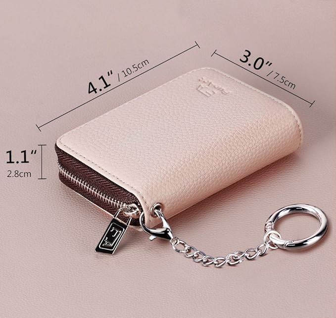 FurArt Zipper Wallet Women, RFID Blocking Credit Card Wallet, Business Card Holder, Compact Size KeyChain Wallet