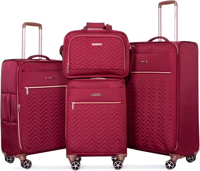 Travelhouse Luggage Set, Softside Suitcase 4-Piece (16/20/24/28), Expandable Lightweight Luggage Sets with Duffel Travel Bag,Suitcase with Double Spinner Wheels