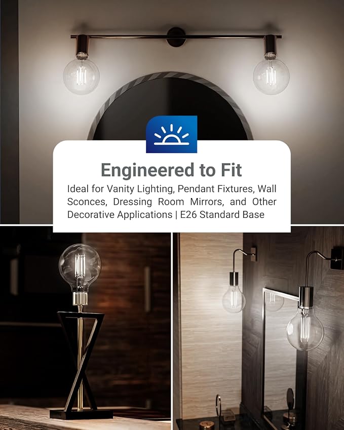 Sunco 10 Pack G25 LED Light Bulb, Globe, E26, 5W=60W, 4000K Cool White | 500LM, CRI80, Dimmable, Edison Vintage Filament, Medium Base, Lamp, Pendant, Chandelier, Indoor/Outdoor Lighting, Wet Rated