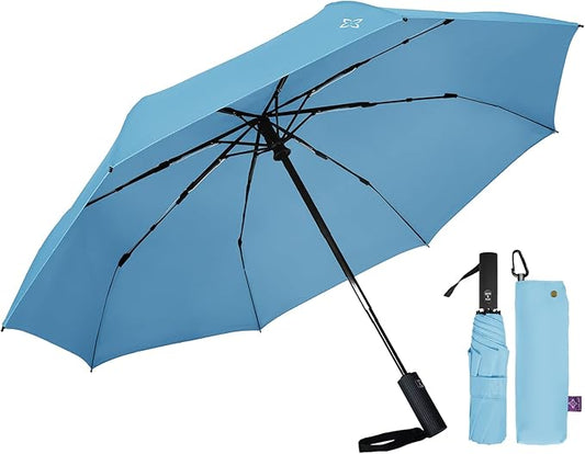 Windproof Travel Umbrella for Rain - 43" Compact Folding Umbrella, Reinforced Strong Frame, Lightweight Portable Parasol with UPF 100+ UV Sun Protection, Cruise Ship Essentials
