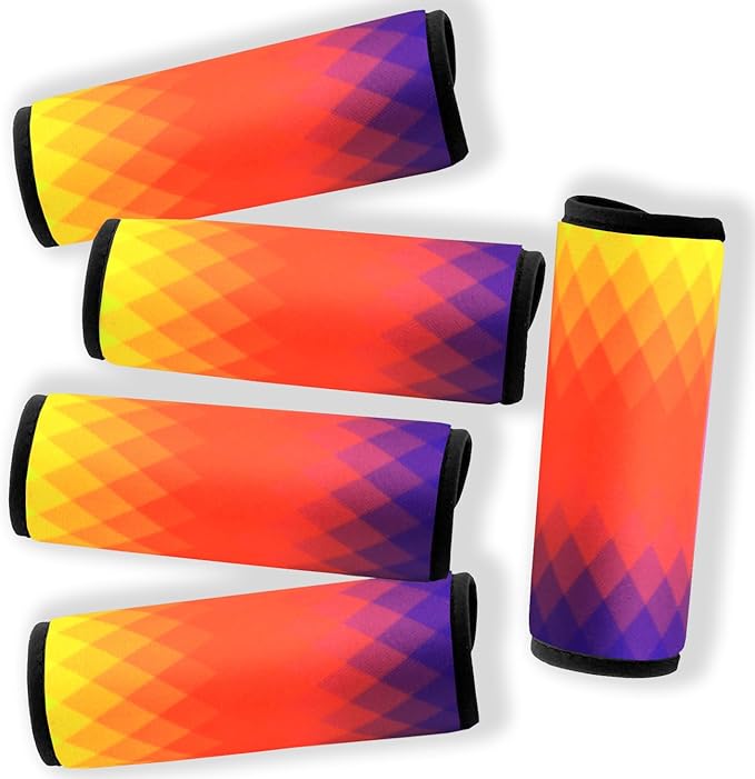 5 Pack Neoprene Luggage Handle Wraps Bright Luggage Tags/Identifiers/Marker/Grips Travel Accessories for Airplane/Flying/Luggage (Check(Orange))
