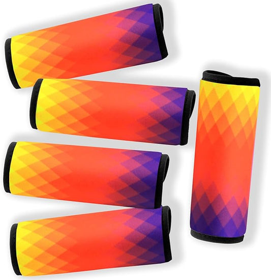 5 Pack Neoprene Luggage Handle Wraps Bright Luggage Tags/Identifiers/Marker/Grips Travel Accessories for Airplane/Flying/Luggage (Check(Orange))