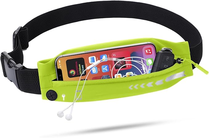 USHAKE Slim Running Belt for Women Men-Runners Phone Holder Fanny Pack, Adjustable, Bounce Free Waist Pouch bag for Workout, Money Belt, Run Gear Accessories Yellow