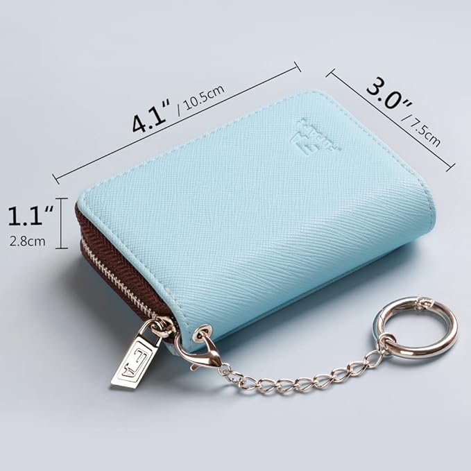FurArt Zipper Wallet Women, RFID Blocking Credit Card Wallet, Business Card Holder, Compact Size KeyChain Wallet