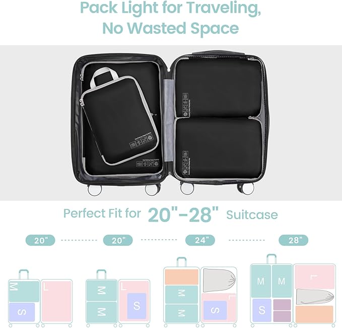 Cambond Compression Packing Cubes for Travel Women - Lightweight Luggage Organizers Bag Packing Cubes for Carry on Suitcases