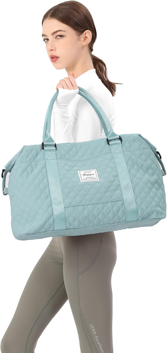 HYC00 Travel Duffel Bag,Carry-on Overnight Weekender Bags for Women,Sports Tote Gym Bag with Wet Pocket