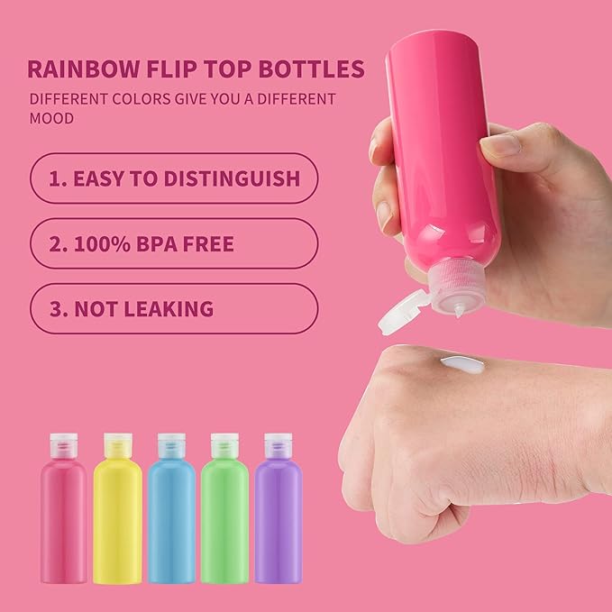 LISAPACK 3.4 oz Travel Bottles for Toiletries, Plastic Travel Size Containers for Shampoo Conditioner TSA Approved, Empty Small Squeeze for Lotion, Leak Proof Mini Liquid Tube for Refillable