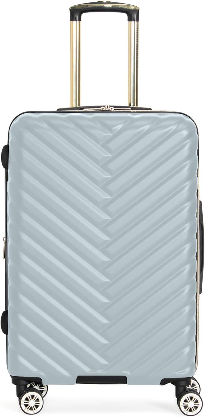 Kenneth Cole REACTION Madison Square Lightweight Hardside Chevron Expandable Spinner Luggage, Slate, 24-Inch Checked