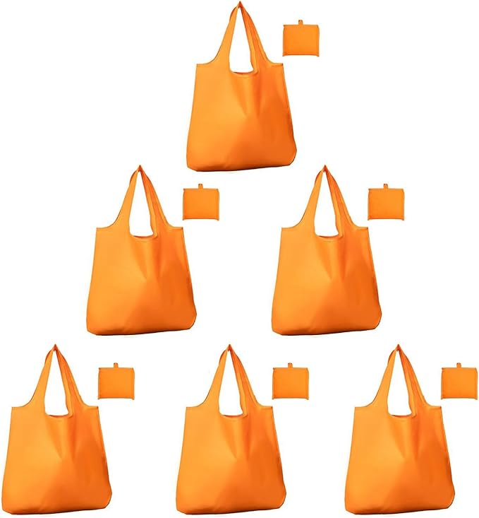 Foldable Reusable Grocery Bags – Heavy Duty 6 Pack with Handles | XL Tote for Women & Men, Market, Travel, Storage