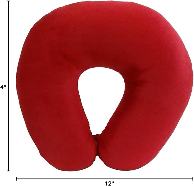 Wolf Essentials Adult Cozy Soft Microfiber Neck Pillow for Travel – Compact, Machine Washable - Perfect for Airplane, Car, or Home Use - Filled and Finished in The USA – Red