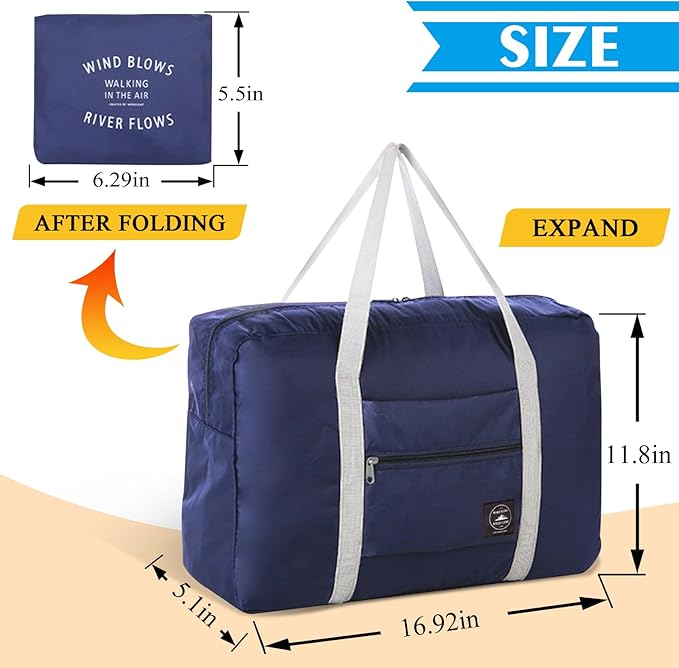 Travel Bag 5Packes Carry on Luggage Foldable Duffel Bag Sports Gym Bag Weekender Overnight Bag Water Resistant Nylon Travel Duffel for Men Women (5 PCS)
