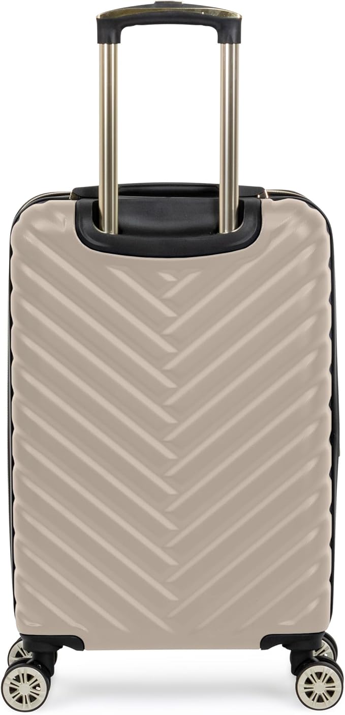 Kenneth Cole REACTION Madison Square Lightweight Hardside Chevron Expandable Spinner Luggage, Taupe, 20-Inch Checked