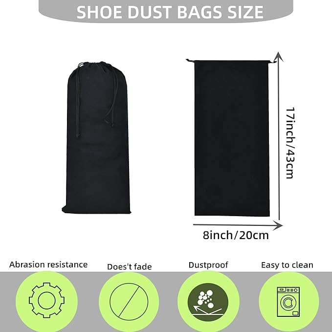 GONGKANGYUAN 4 Pack Shoe Bags for Travel Flannel Single Shoe Pouch with Drawstring for Men Women Travel Protecting Storing Shoes