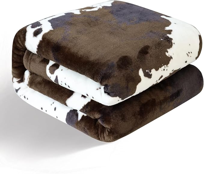 Bnuitland Cow Print Blanket with Storage Pouch, 300 GSM Double Sided Cute Cow Throws for Bed/Sofa/Lap, Gift Blanket for Adults/Baby/Pets, Super Soft Cozy Lightweight Fuzzy Flannel Throw, 50×40 inch