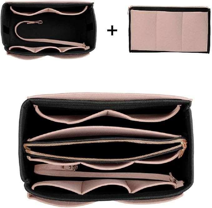 ZTUJO Purse Organizer Insert, Felt Bag Organizer with Metal Zipper, Handbag & Tote Shaper, For Speedy Neverfull Tote, 7 Sizes