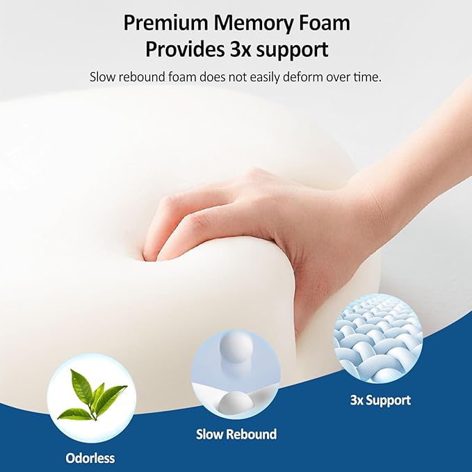 Seat Cushion,Lumbar Support Pillow for Office Chair,Memory Foam Coccyx Seat Cushion,Ergonomic Mesh Back Support Pillow,Office Desk Chair Cushion for Sciatica,Back&Tailbone Pain Relief,Grey
