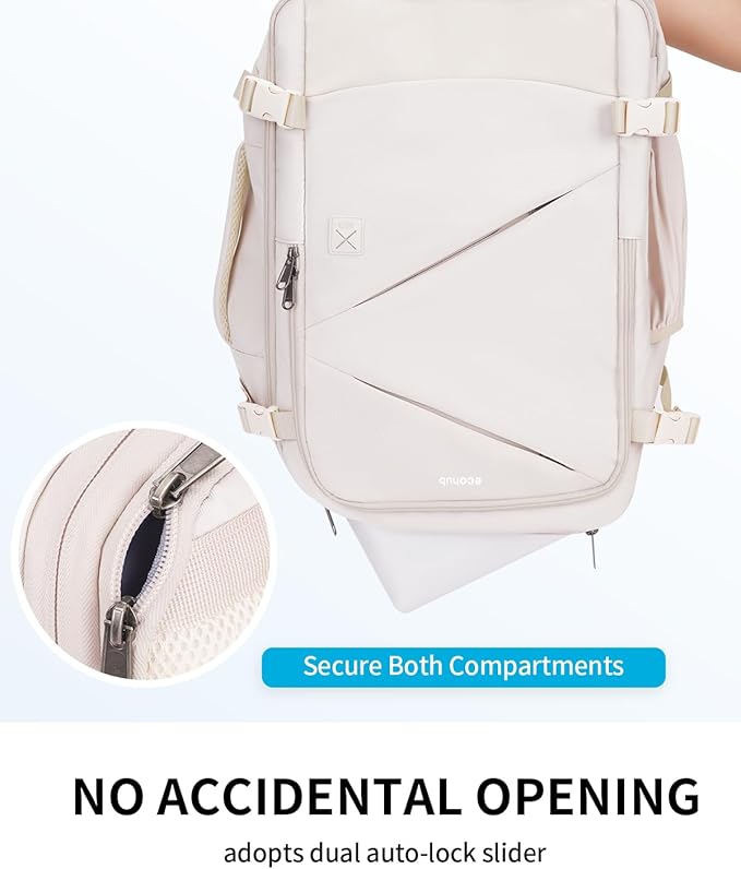 ECOHUB Carry On Travel Backpack, Expandable Airlines Personal Item Bag 18x14x8, Water Resistant 17 inch Laptop Backpack Flight Approved, 12 Pockets 30L Work Backpacks with Wet Pocket & Cable Slot