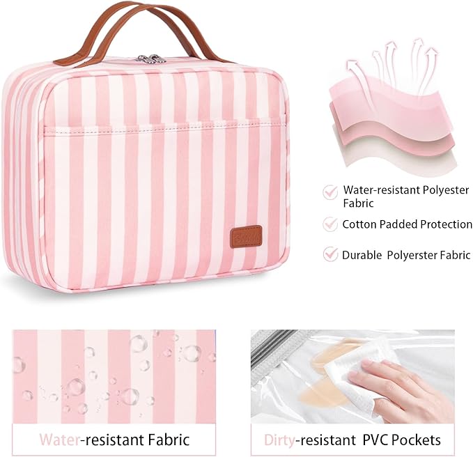 Bosidu Hanging Travel Toiletry Bag,Large Capacity Cosmetic Travel Toiletry Organizer for Women with 4 Compartments & 1 Sturdy Hook,Perfect for Travel/Daily Use/Christmas