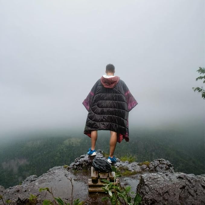 Camping Blanket, Poncho Wearable Hoodie Blankets Outdoor Waterproof Windproof Warm Durable & Portable for Stadium, Concerts, Car,Travel, Beach, Picnic, Grass,75 * 52 inch