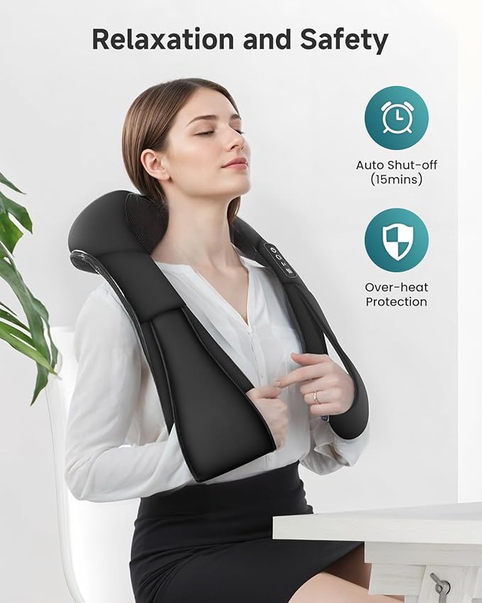 Snailax Shiatsu Back Neck Massager with Heat, Neck Shoulder Massager, Deep Kneading Massager Gifts for Mom, Dad, Mothers Day,Gifts Christmas Presents for Her,Him