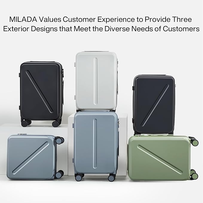 MILADA 16 Inch Underseat Carry On Luggage With Wheels Underseat Carry On Bag Small Suitcase Personal Item Hard Shell Suitcases Mini TSA Approved Carry On Luggage, Blackish Green