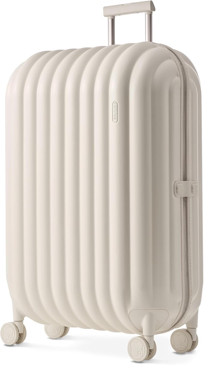 artrips Bread Design 28 inch Suitcase, Lightweight Hardside Luggage with 8 Spinner Wheels, PC TSA Lock, 98L, White